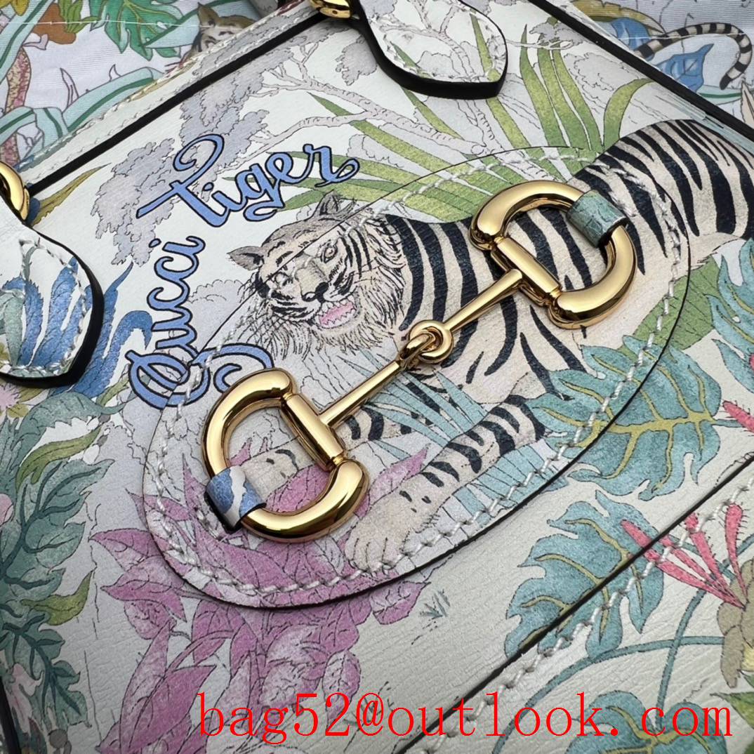 Gucci Horsebit 1955 GG Mini tiger with flower print shoulder bag