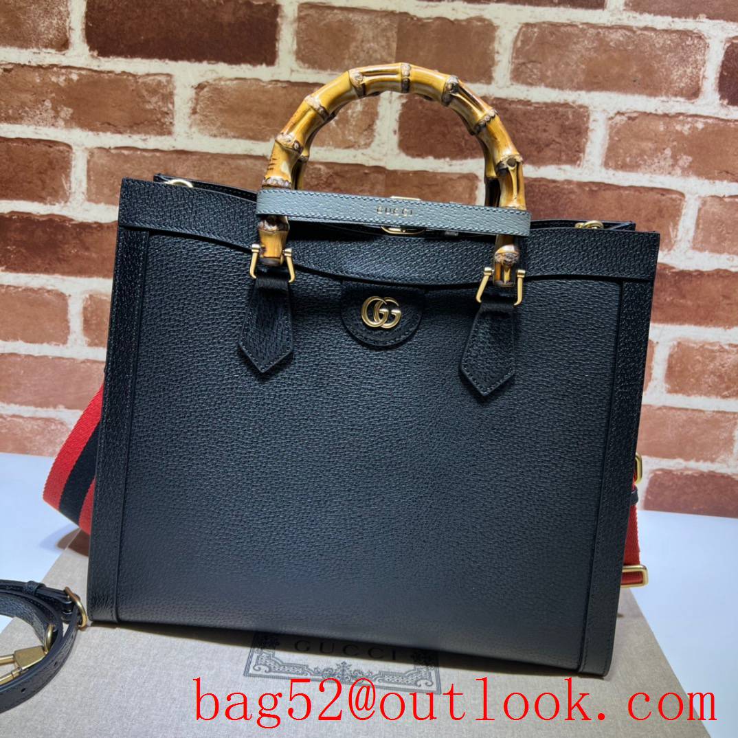 Gucci black large with Bamboo tote double G bag
