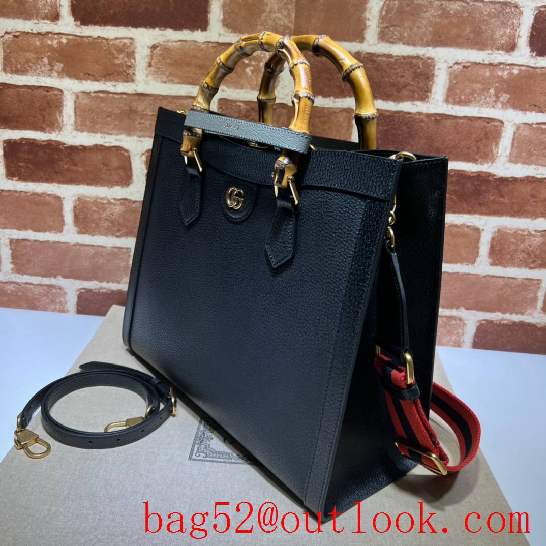 Gucci black large with Bamboo tote double G bag