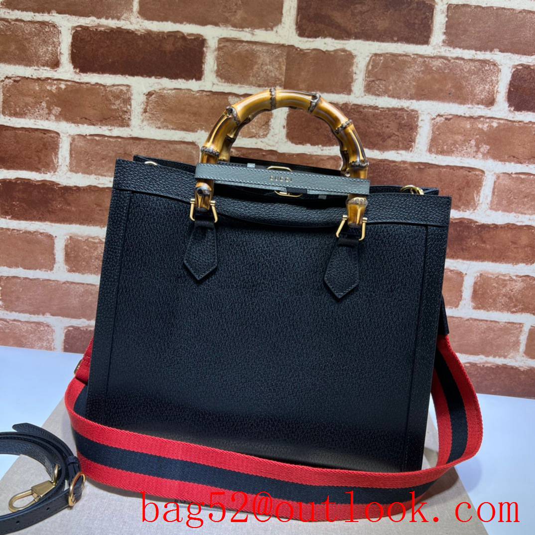 Gucci black large with Bamboo tote double G bag