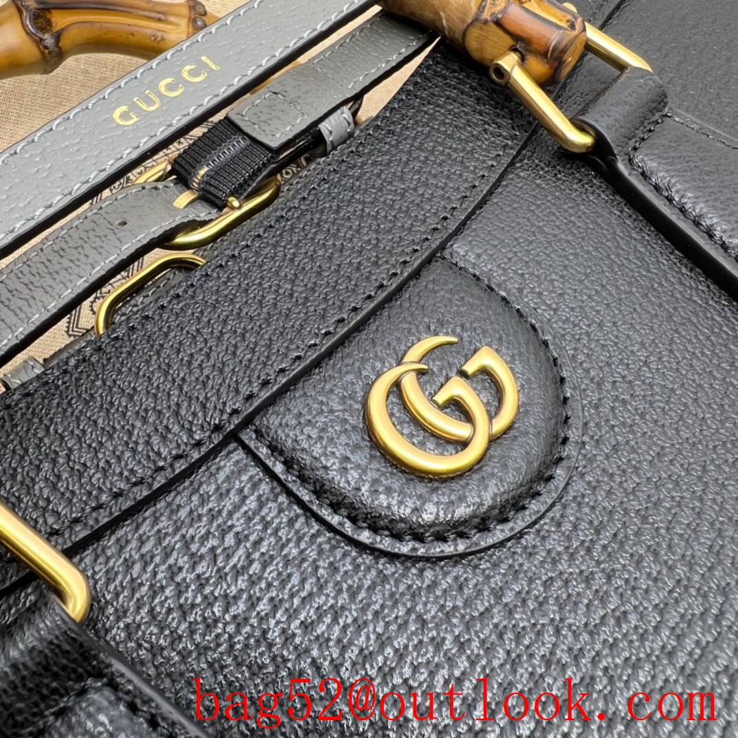 Gucci black large with Bamboo tote double G bag