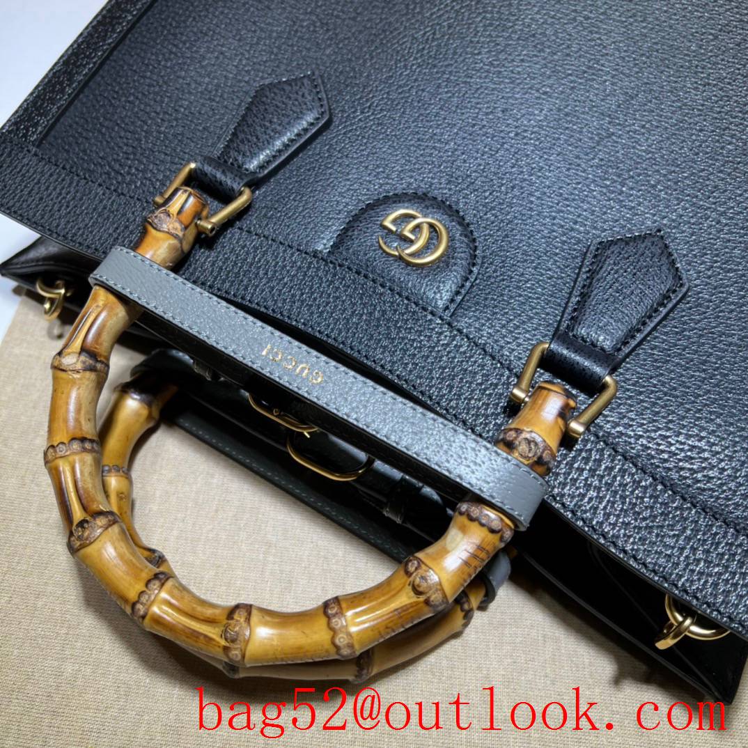 Gucci black large with Bamboo tote double G bag