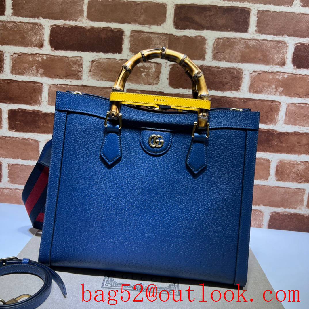 Gucci blue large with Bamboo tote double G bag