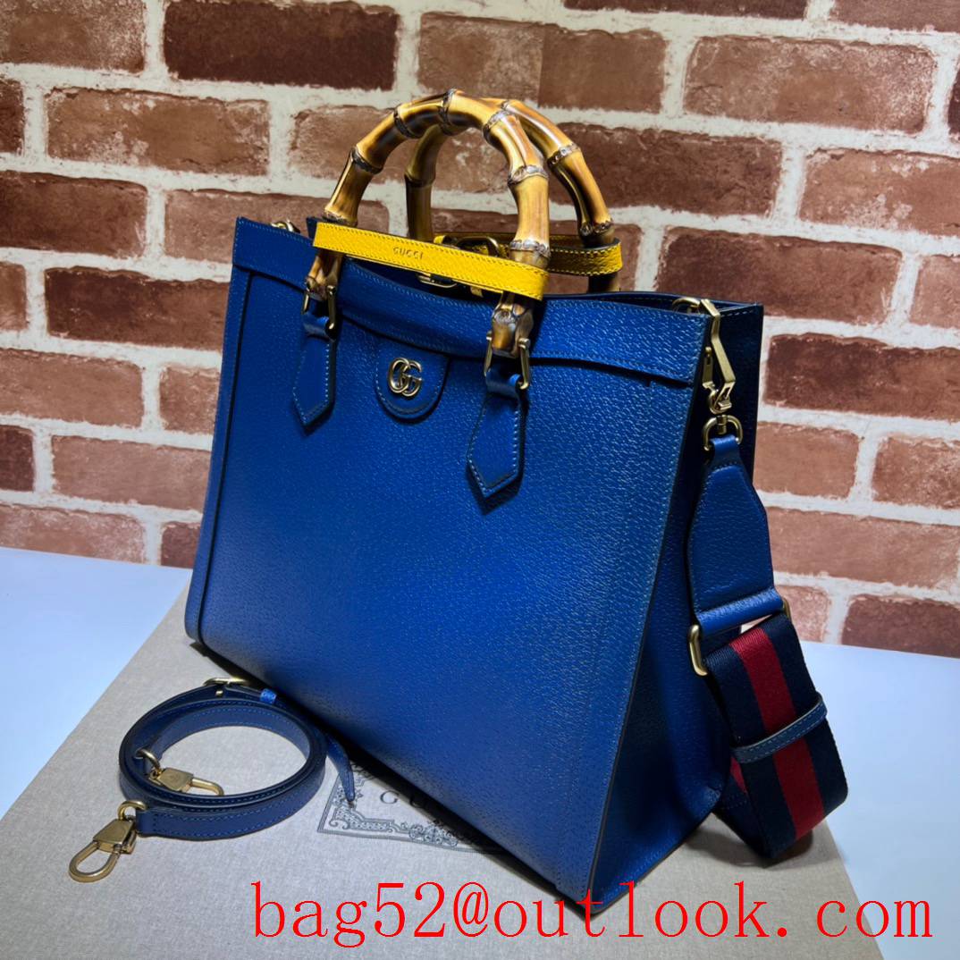 Gucci blue large with Bamboo tote double G bag