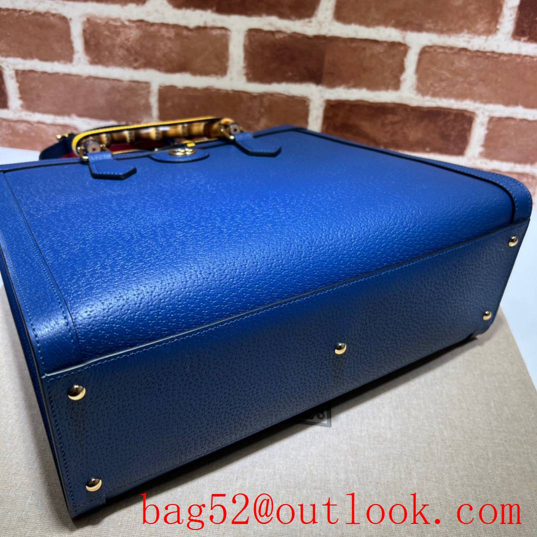 Gucci blue large with Bamboo tote double G bag