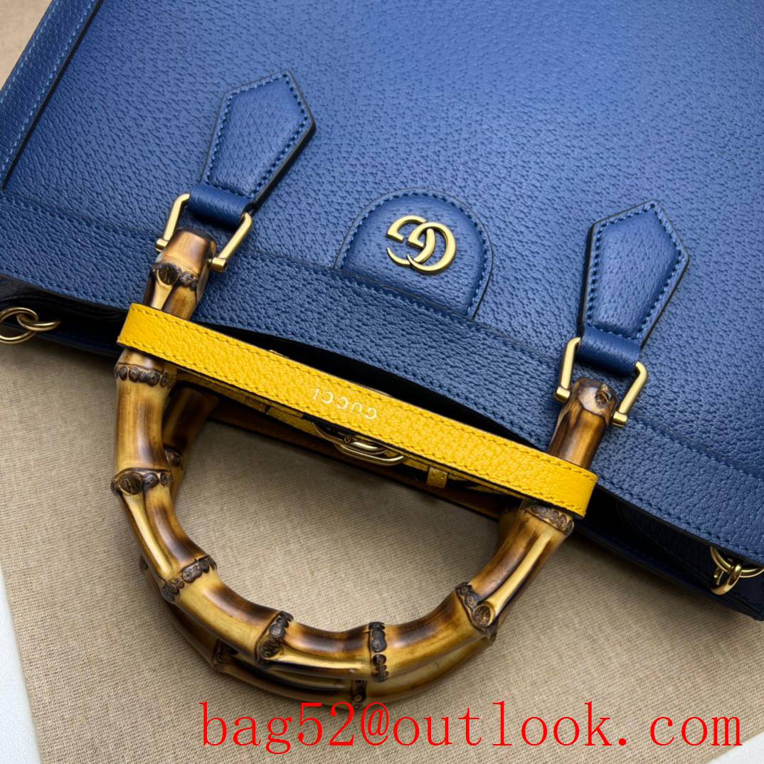 Gucci blue large with Bamboo tote double G bag