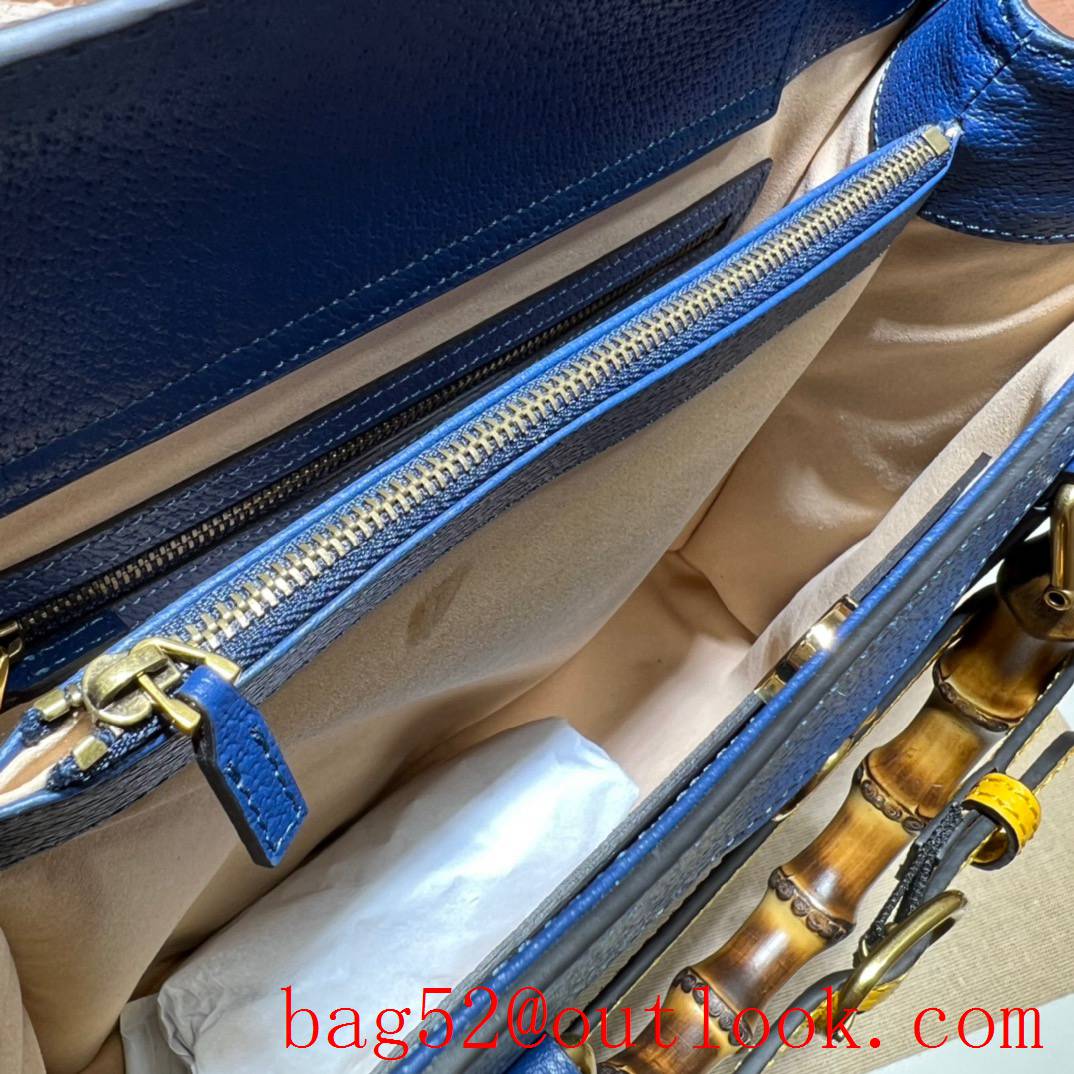 Gucci blue large with Bamboo tote double G bag