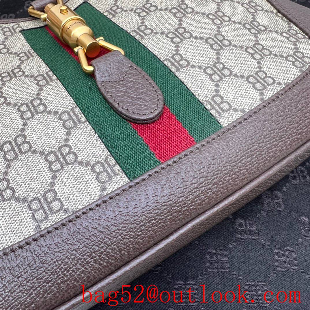 Gucci With balenciaga brown with green red stripes tote shoulder underarm handbag bag