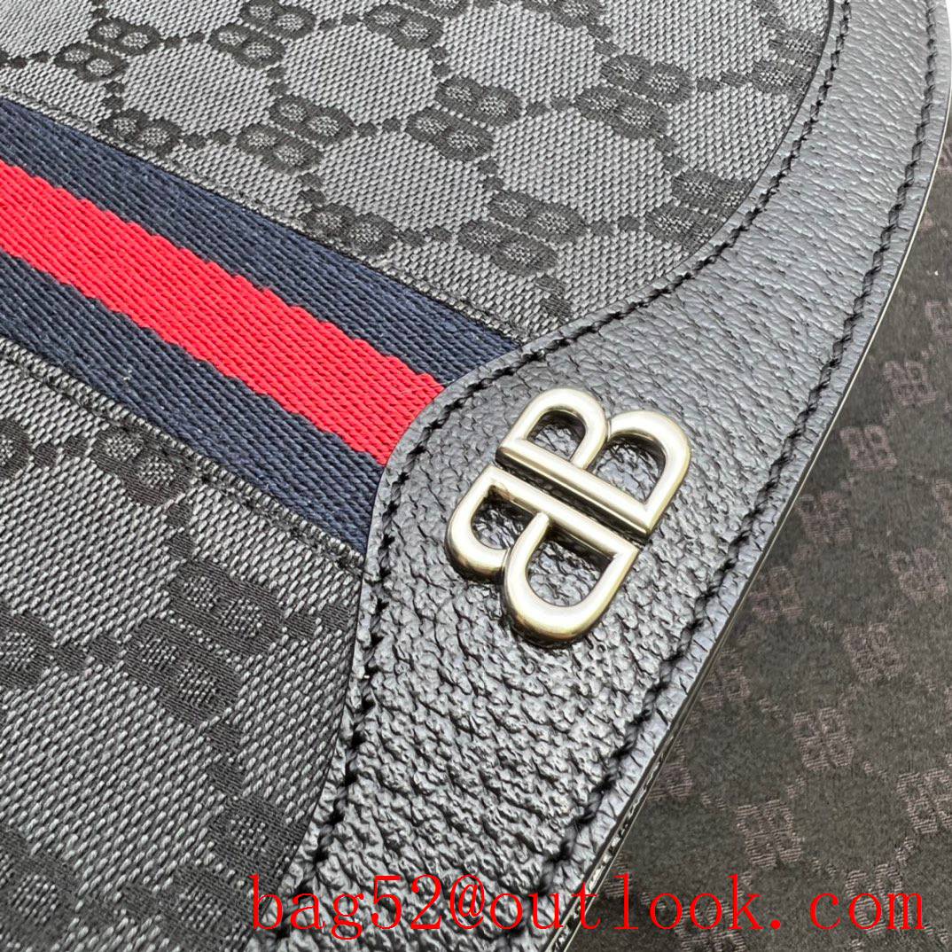 Gucc black joint brand colorful stripes shoulder crossbody bag