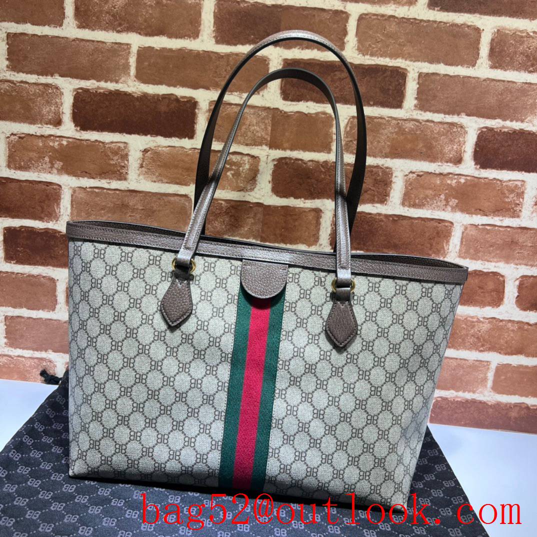 Gucci large black graffiti joint brand tote shopping bag 680125