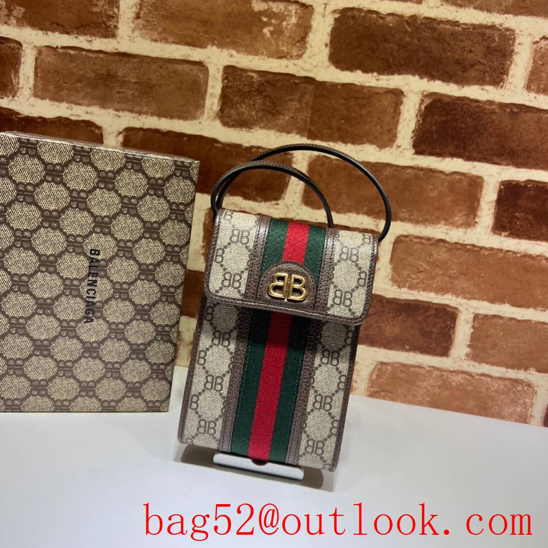 Gucci coffee joint brand colorful stripes shoulder vertical crossbody bag