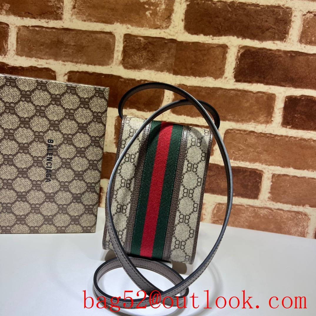 Gucci coffee joint brand colorful stripes shoulder vertical crossbody bag