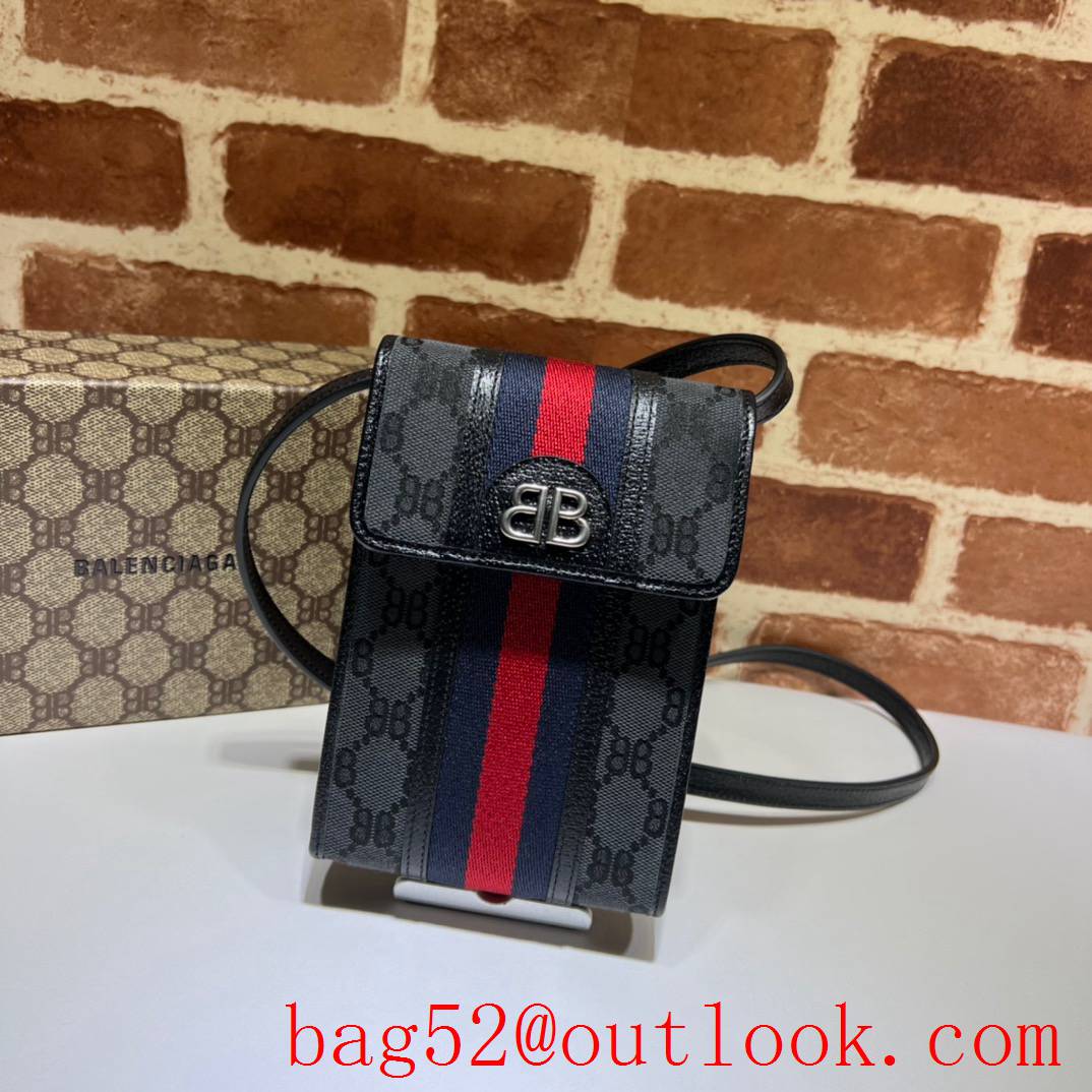 Gucci black with balenciaga colorful stripes shoulder vertical crossbody bag