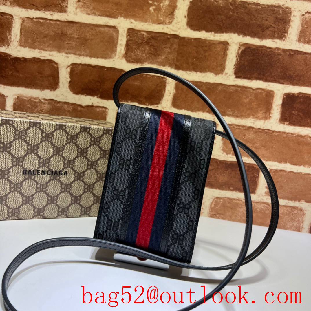 Gucci black with balenciaga colorful stripes shoulder vertical crossbody bag