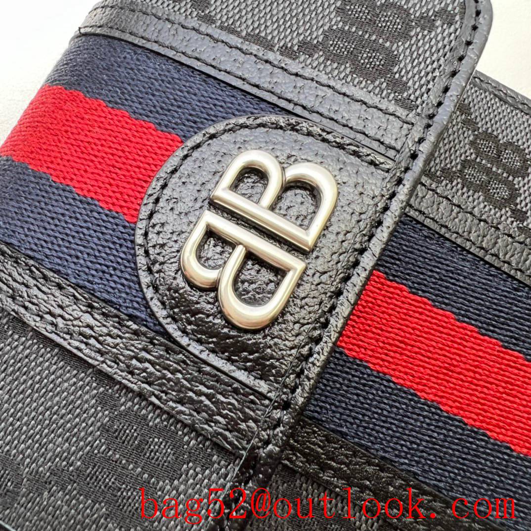 Gucci black with balenciaga colorful stripes shoulder vertical crossbody bag