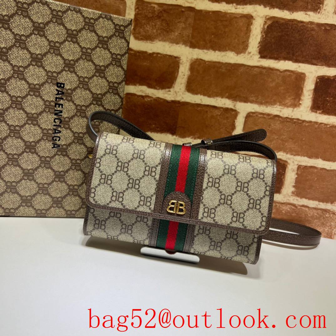 Gucci coffee joint brand colorful stripes shoulder rectangle crossbody bag