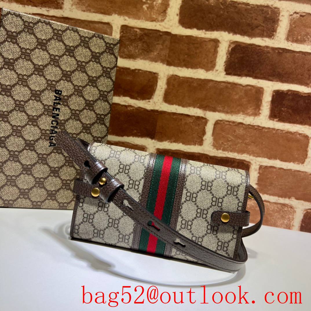 Gucci coffee joint brand colorful stripes shoulder rectangle crossbody bag