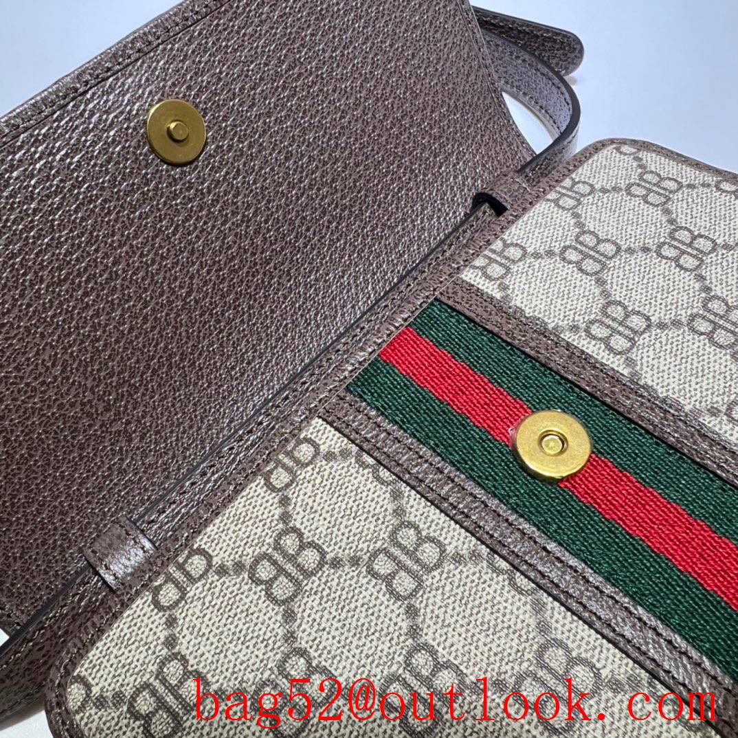 Gucci coffee joint brand colorful stripes shoulder rectangle crossbody bag