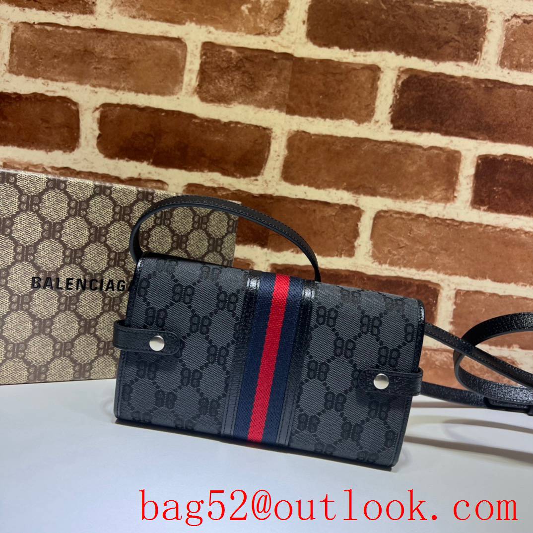 Gucci black with balenciaga colorful stripes shoulder rectangle crossbody bag