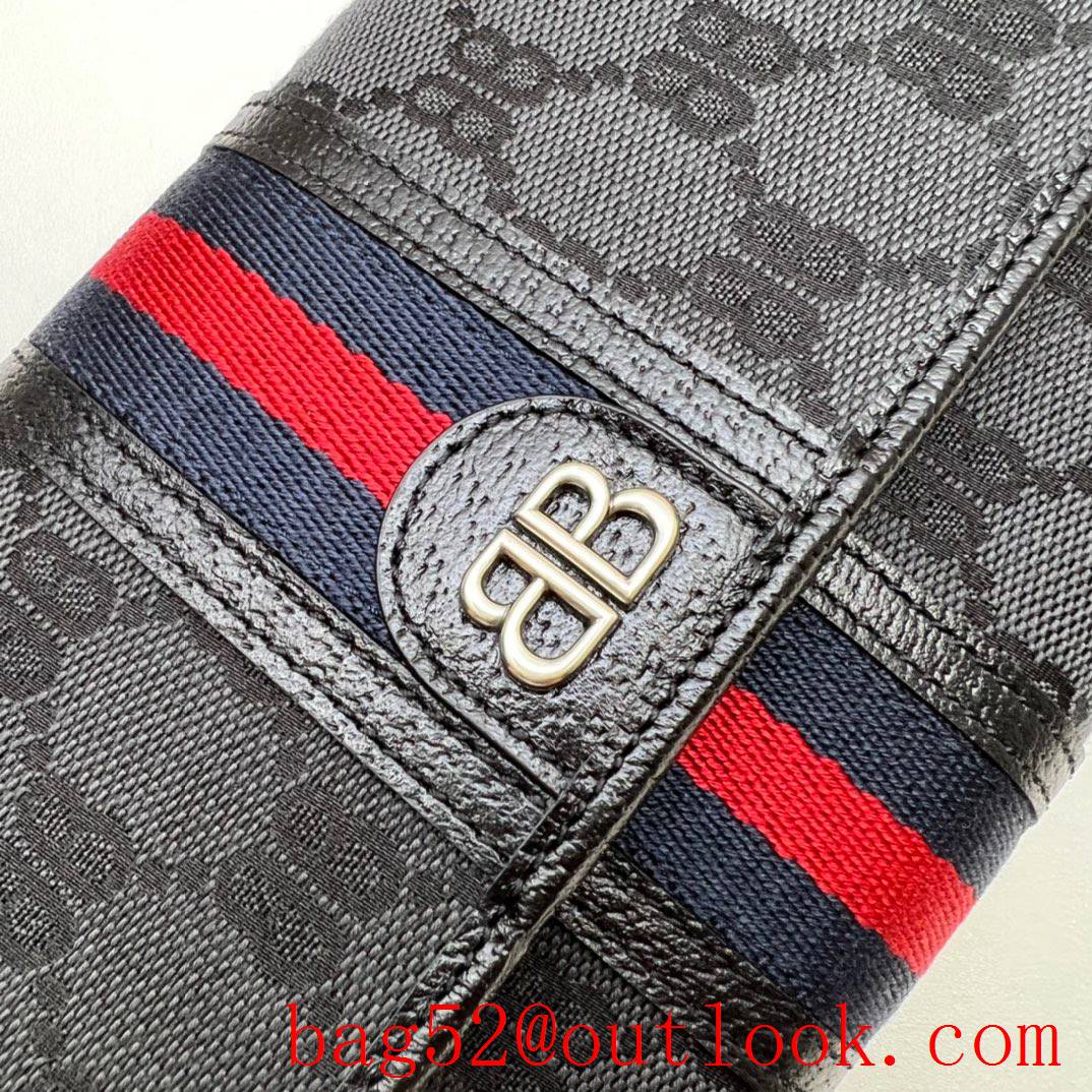 Gucci black with balenciaga colorful stripes shoulder rectangle crossbody bag