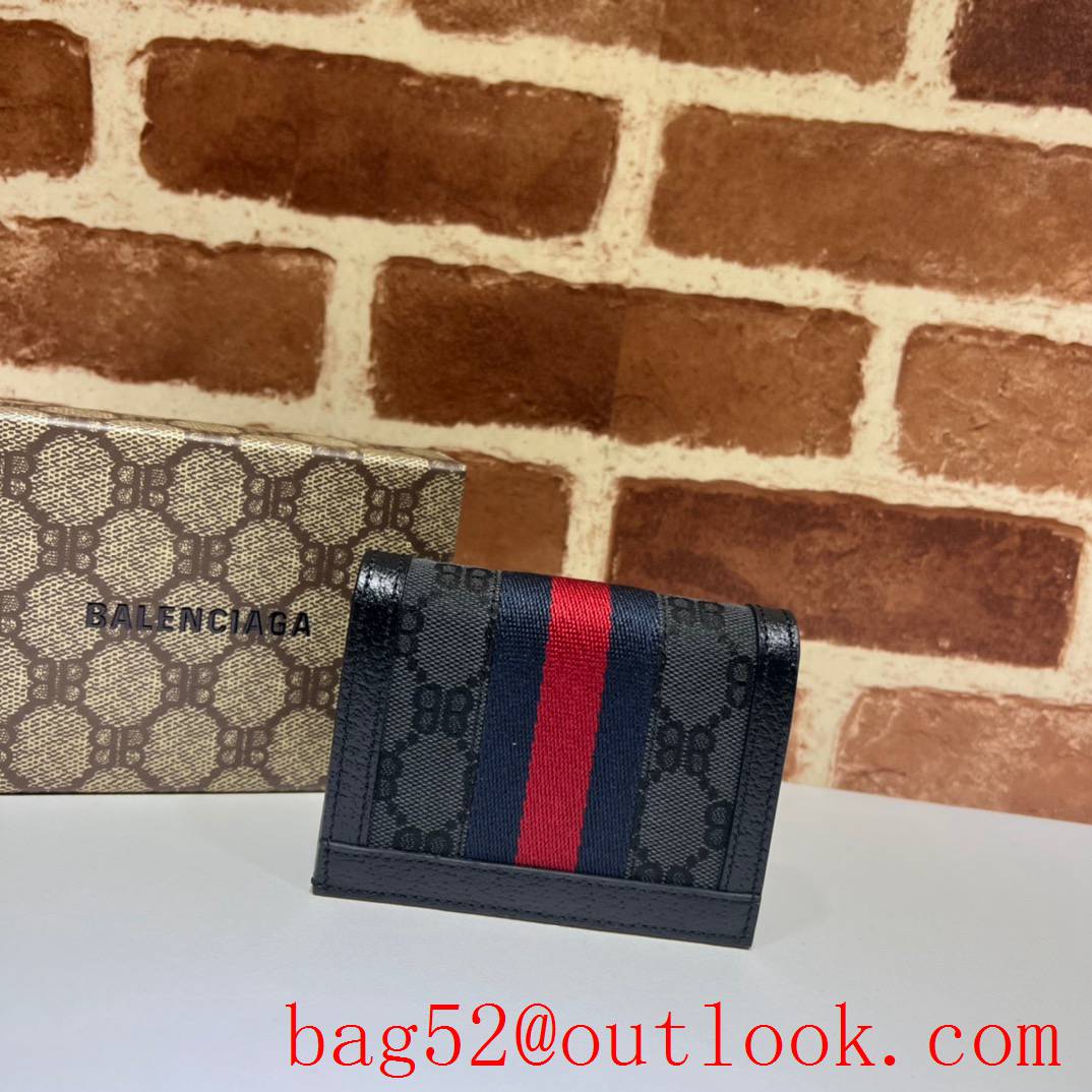 Gucci black with balenciaga joint name blue red stripes women wallet purse