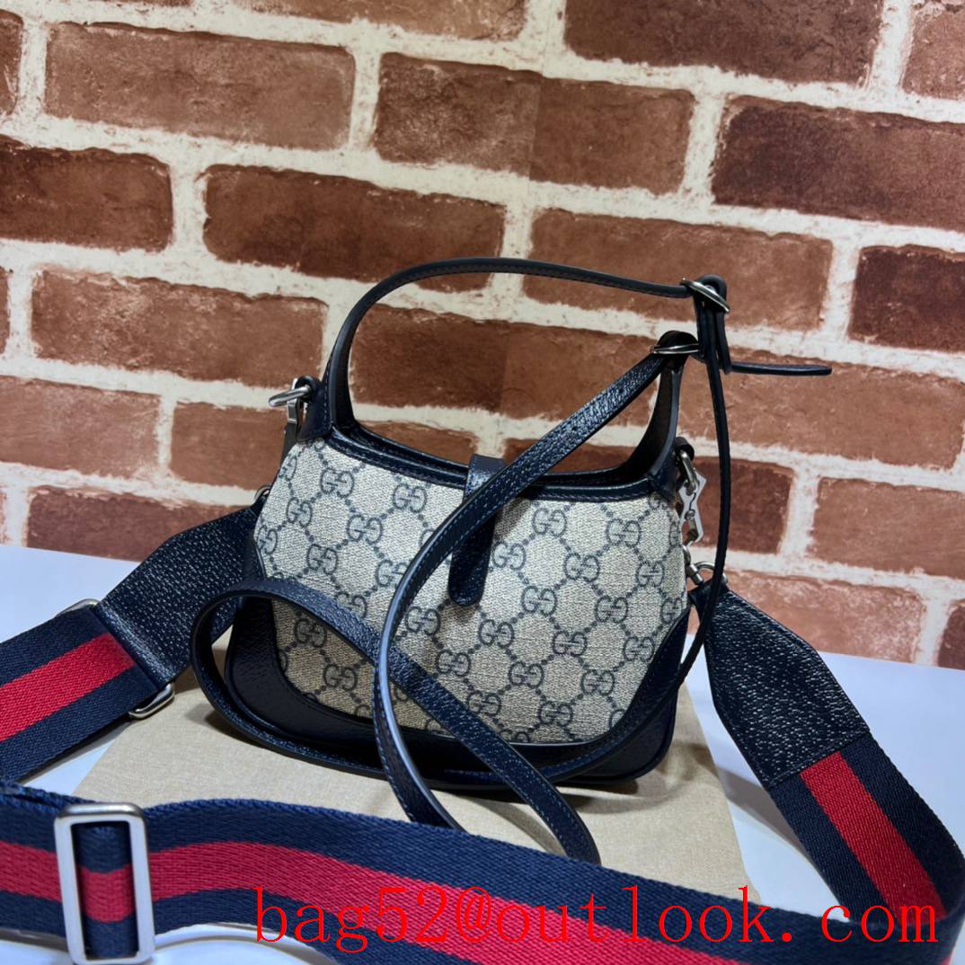 Gucci Jackie 1961 Mini Shoulder navy blue with blue red stripes women underarm bag