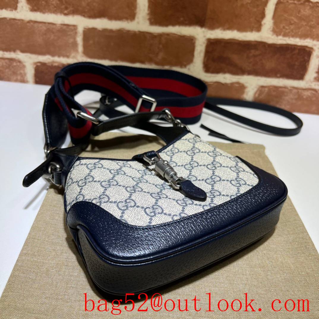 Gucci Jackie 1961 Mini Shoulder navy blue with blue red stripes women underarm bag