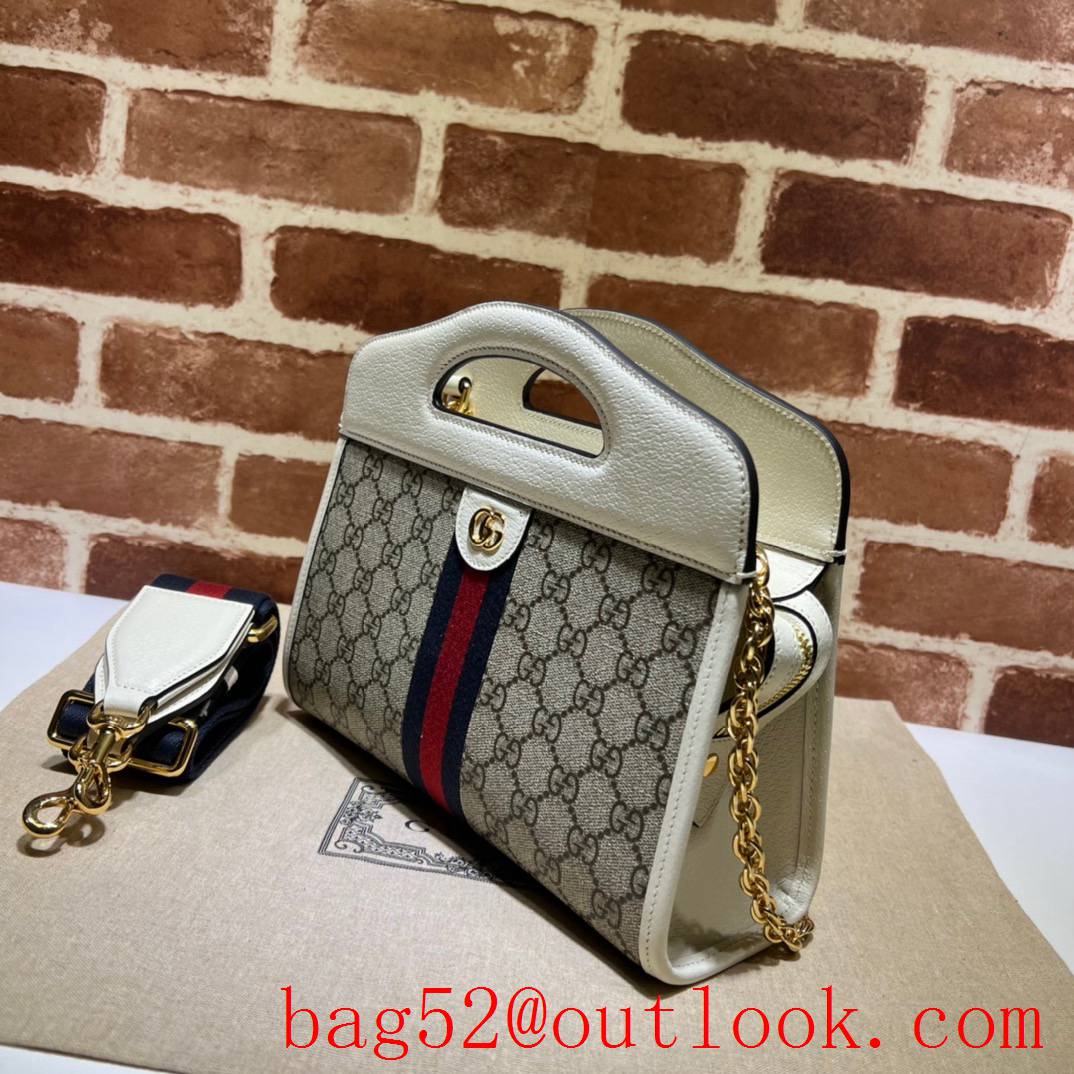 Gucci white Ophidia Web Small Tote gold chain women bag