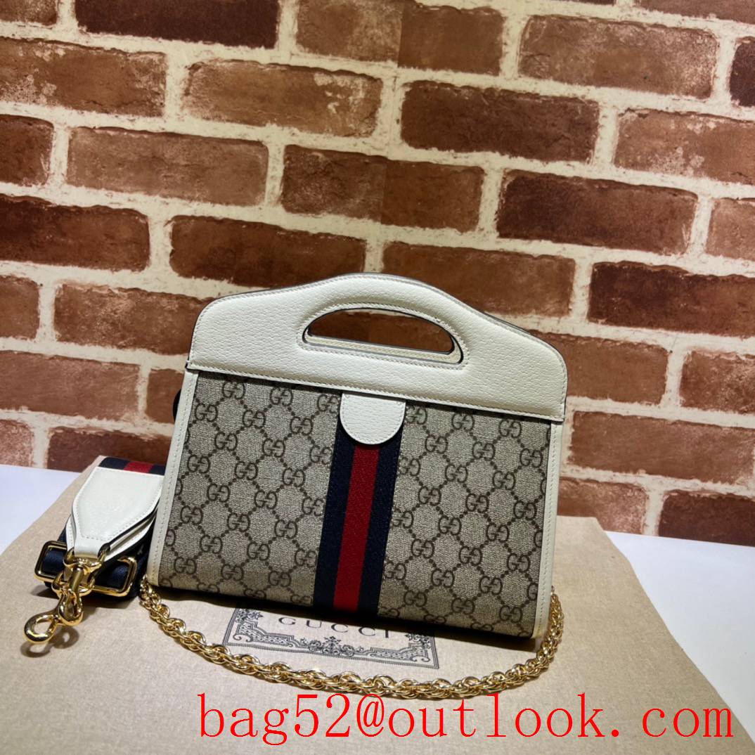 Gucci white Ophidia Web Small Tote gold chain women bag