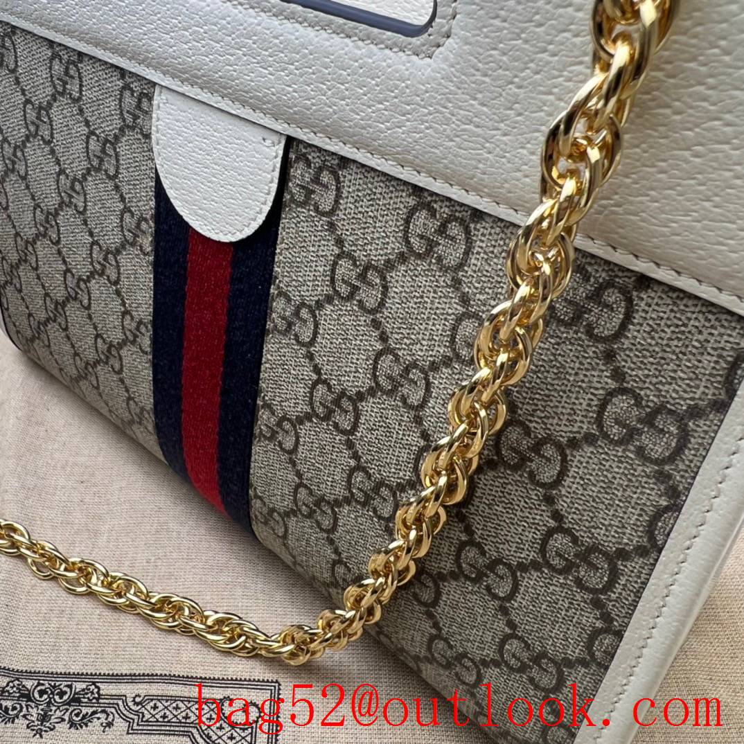 Gucci white Ophidia Web Small Tote gold chain women bag