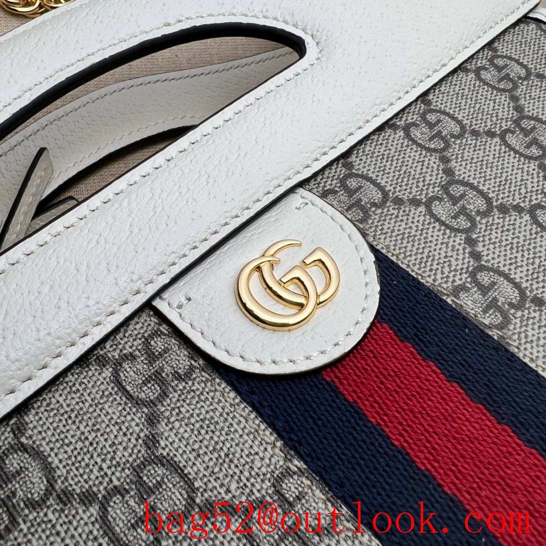 Gucci white Ophidia Web Small Tote gold chain women bag