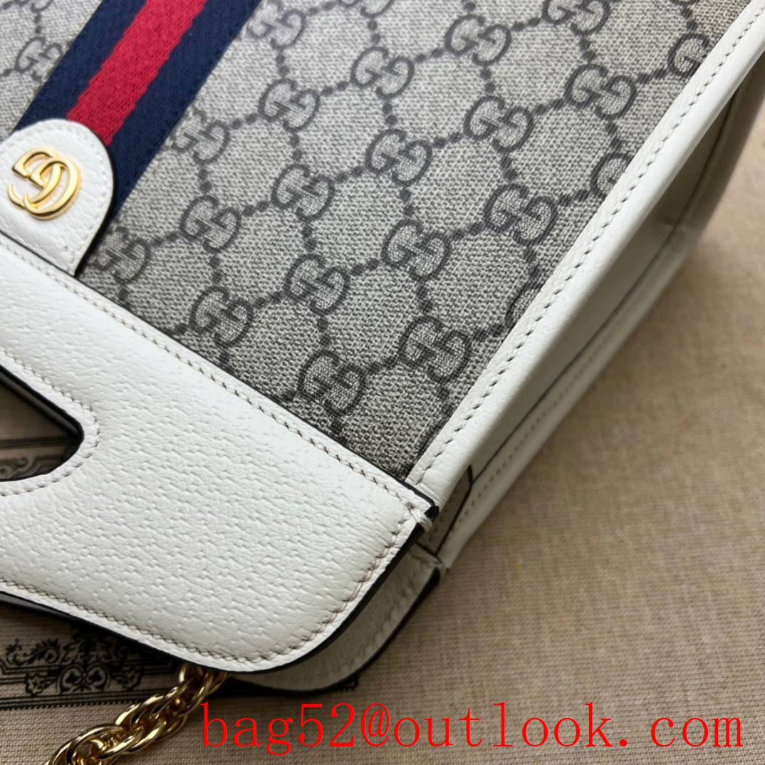 Gucci white Ophidia Web Small Tote gold chain women bag