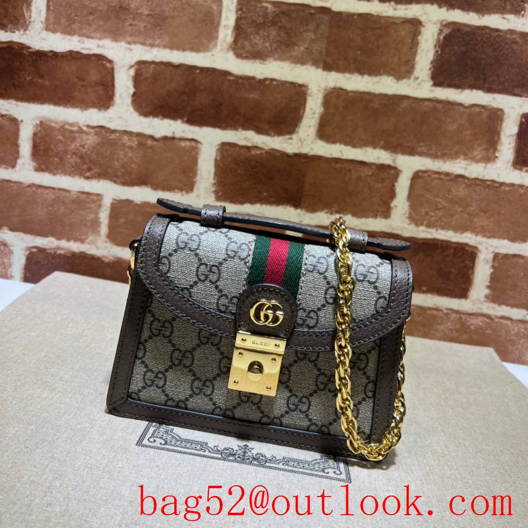 Gucci coffee Ophidia Collection GG Mini Shoulder Gold Chain Bag