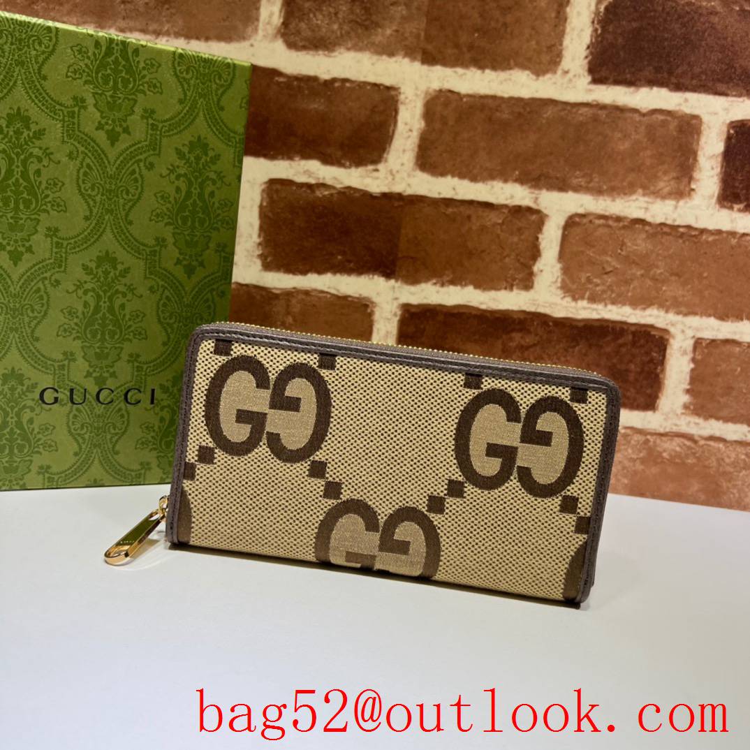 Gucci brown zipper card holder wallet long purse