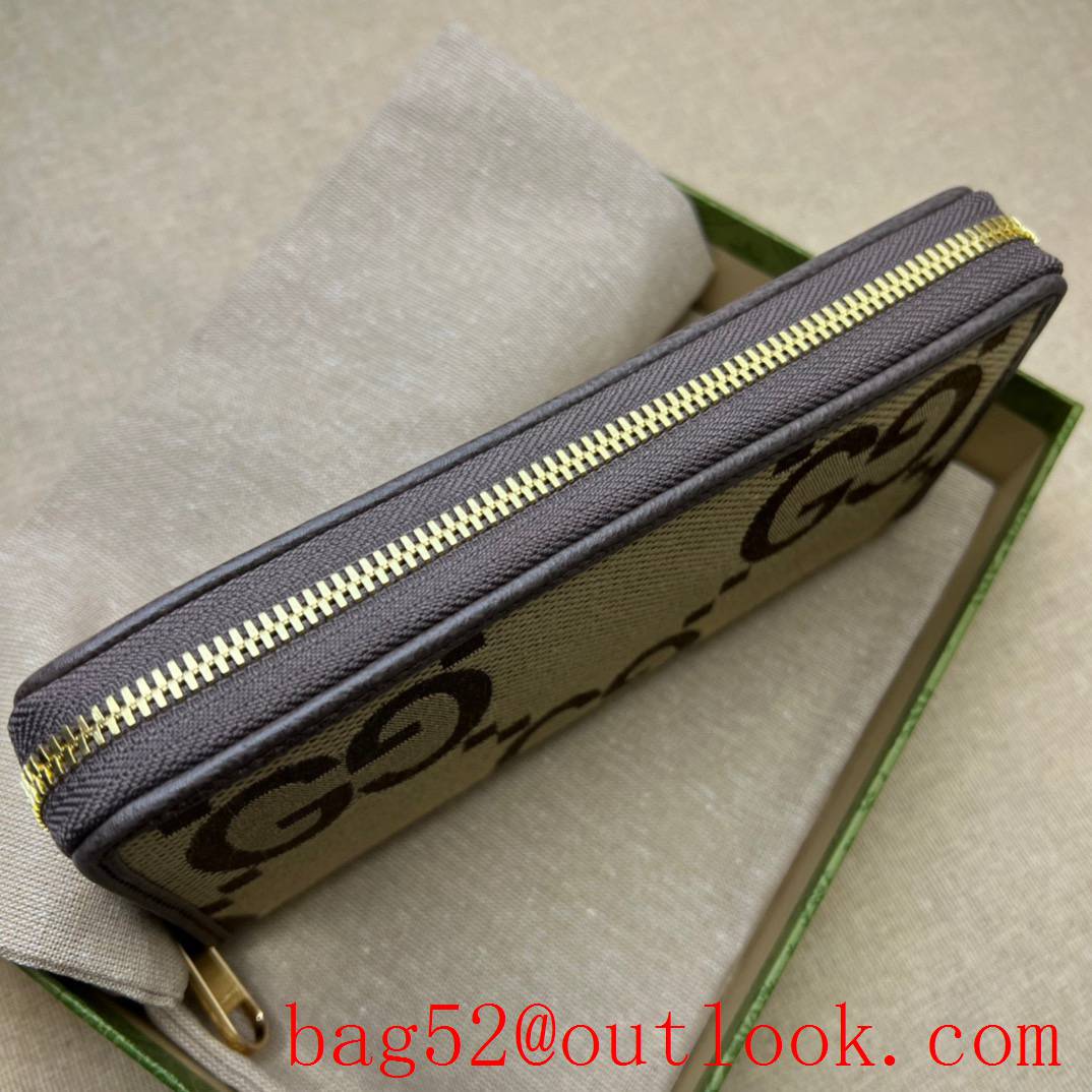 Gucci brown zipper card holder wallet long purse