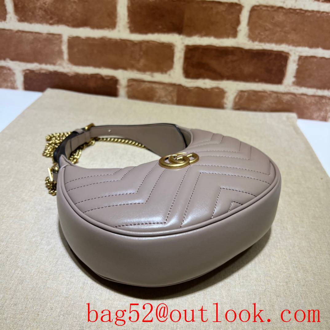 Gucci milk tea color GG Marmont half-moon mini bag