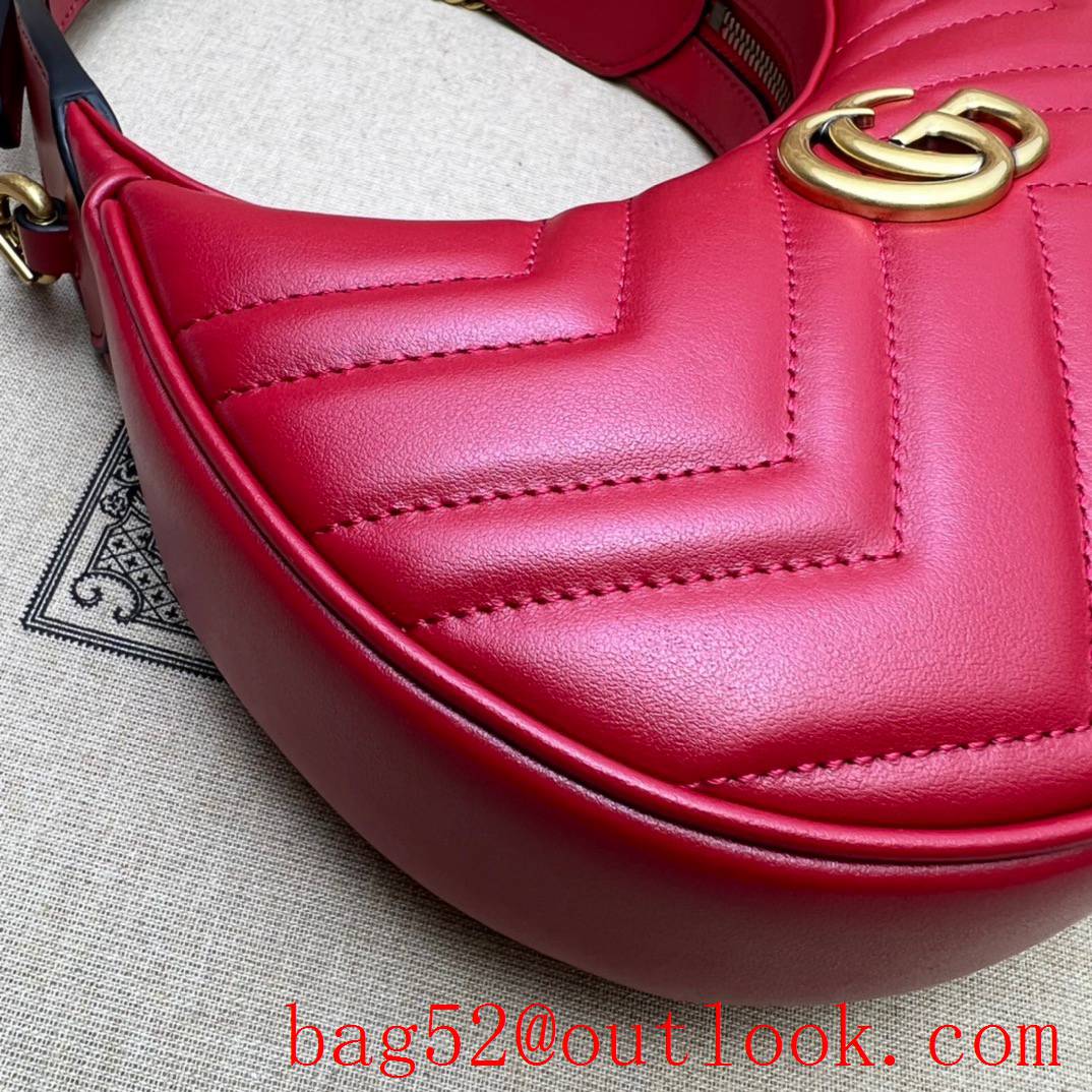 Gucci red color GG Marmont half-moon mini bag