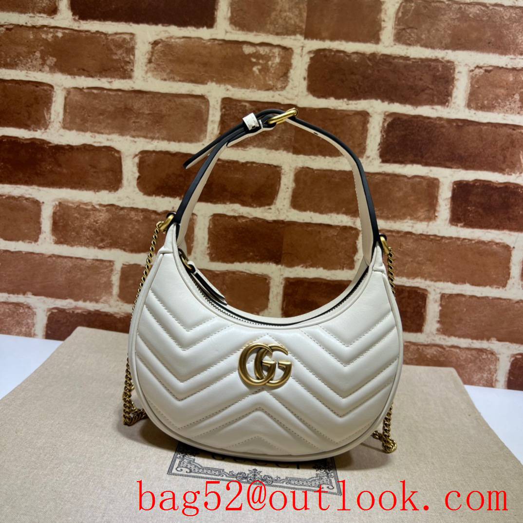 Gucci white color GG Marmont half-moon mini bag