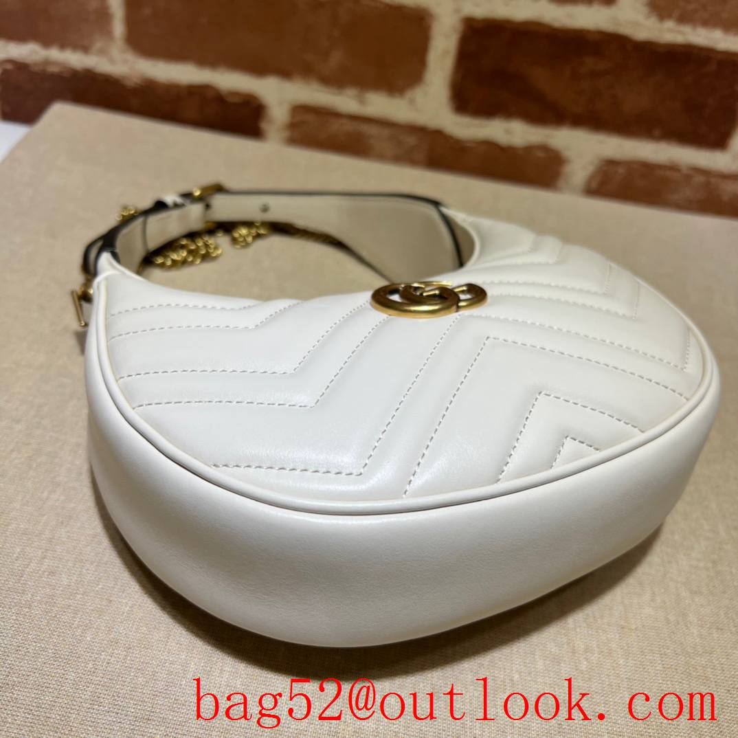 Gucci white color GG Marmont half-moon mini bag