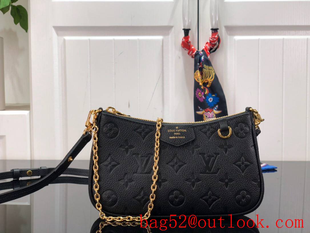 Louis Vuitton LV Easy Pouch On Strap Bag Handbag with Monogram Leather M80349 Black