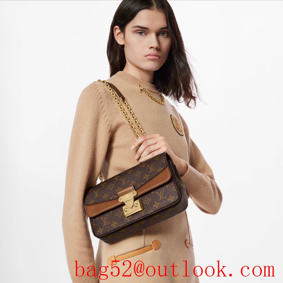 Louis Vuitton LV Marceau Chain Bag Handbag with Monogram Canvas and Leather M46127 Brown