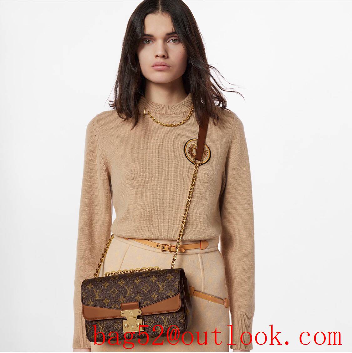 Louis Vuitton LV Marceau Chain Bag Handbag with Monogram Canvas and Leather M46127 Brown