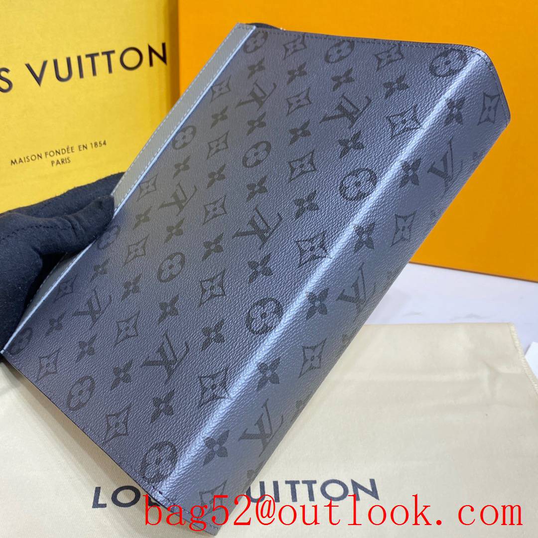 Louis Vuitton LV Men Pochette Voyage Clutch Bag with Monogram Canvas M30840 Gray