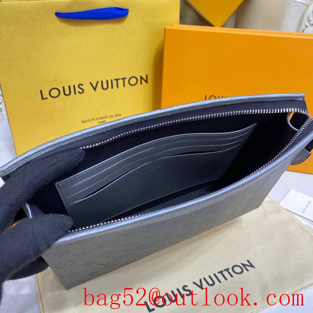 Louis Vuitton LV Men Pochette Voyage Clutch Bag with Monogram Canvas M30840 Gray