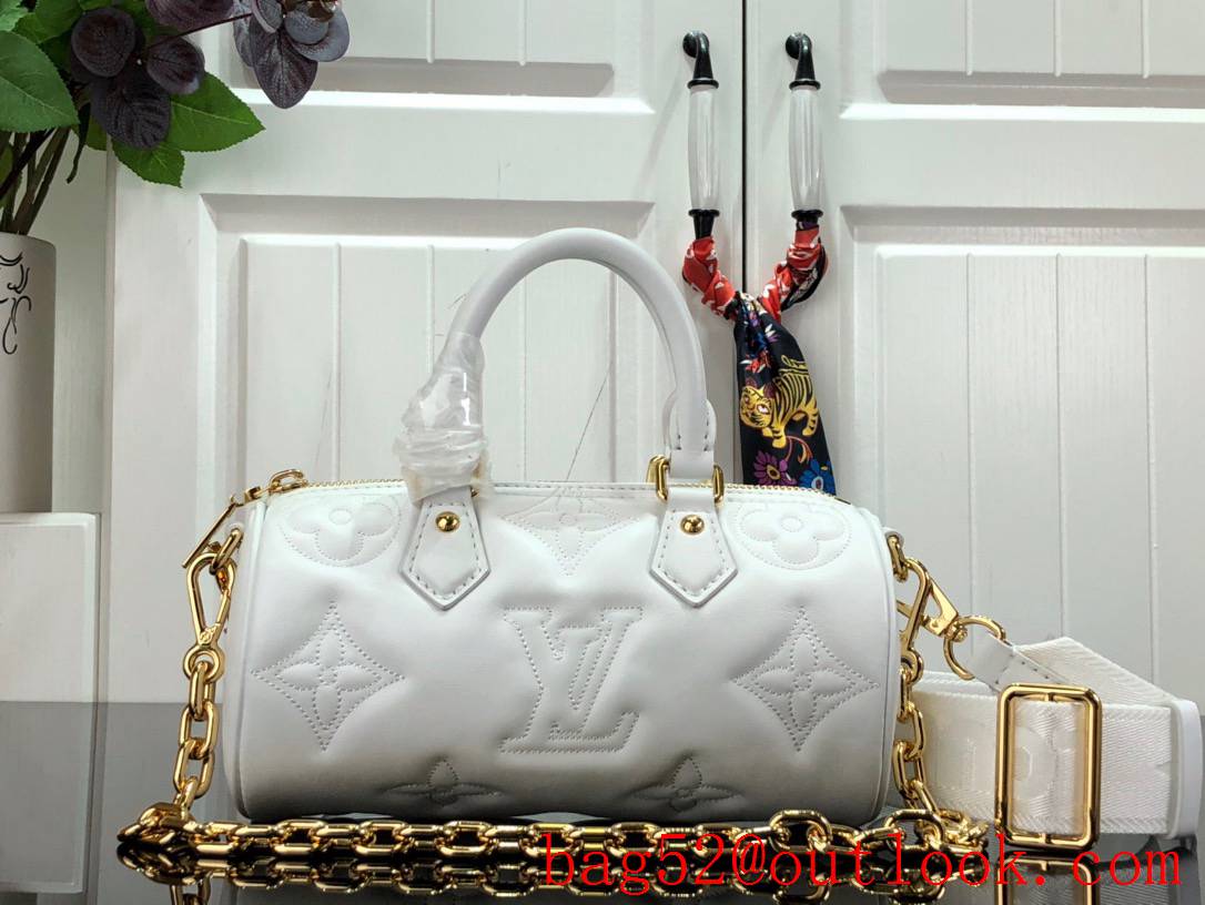 Louis Vuitton LV Monogram Calf Leather Papillon BB Bag Handbag M59827 White