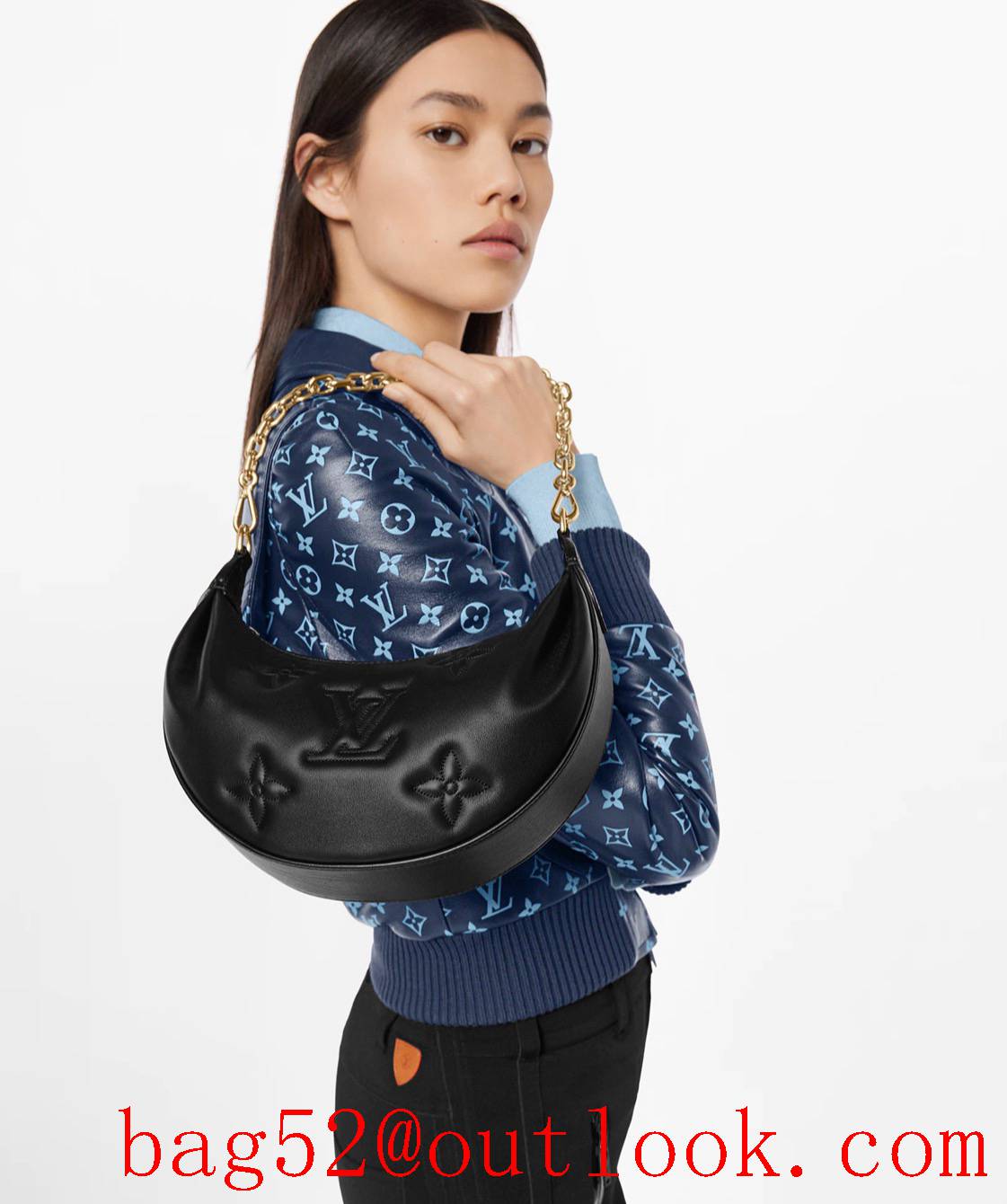 Louis Vuitton LV Monogram Calf Leather Over the Moon Bag Handbag M59799 Black