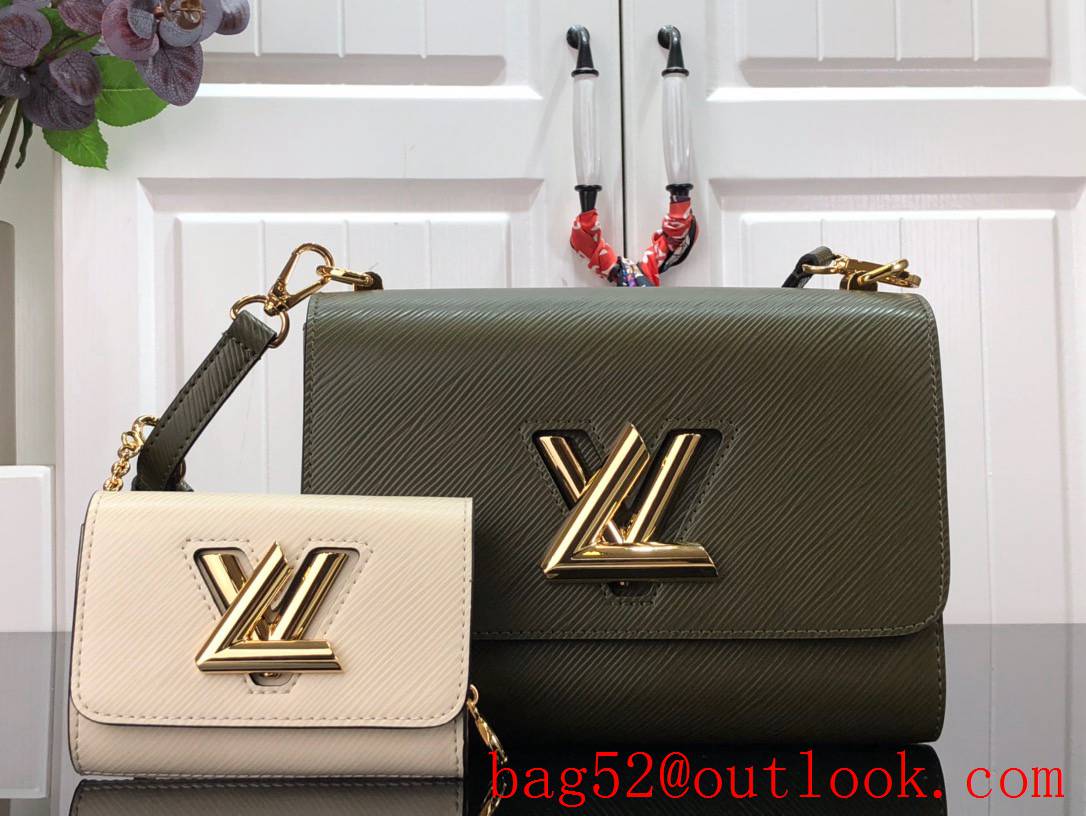 Louis Vuitton LV Twist Medium Epi Leather Bag Handbag M59884 Green and Beige