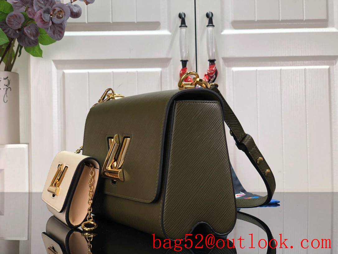 Louis Vuitton LV Twist Medium Epi Leather Bag Handbag M59884 Green and Beige