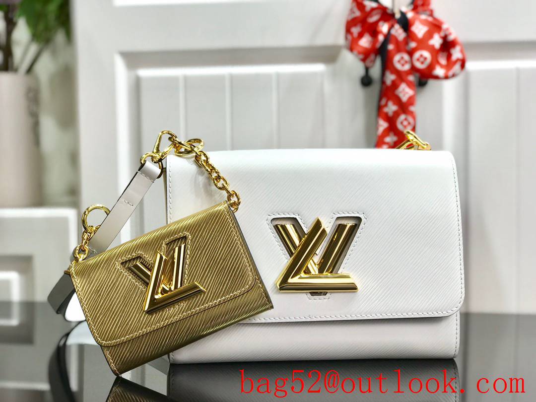 Louis Vuitton LV Twist Medium Epi Leather Bag Handbag M50280 White and Gold