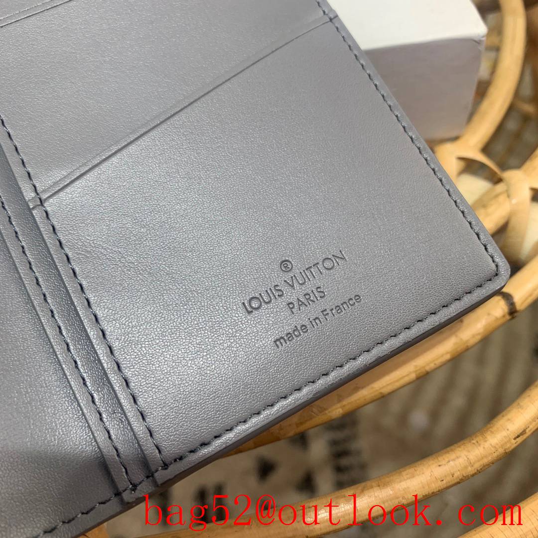 Louis Vuitton LV Men Monogram Shadow Leather Brazza Wallet Purse M81335 Gray